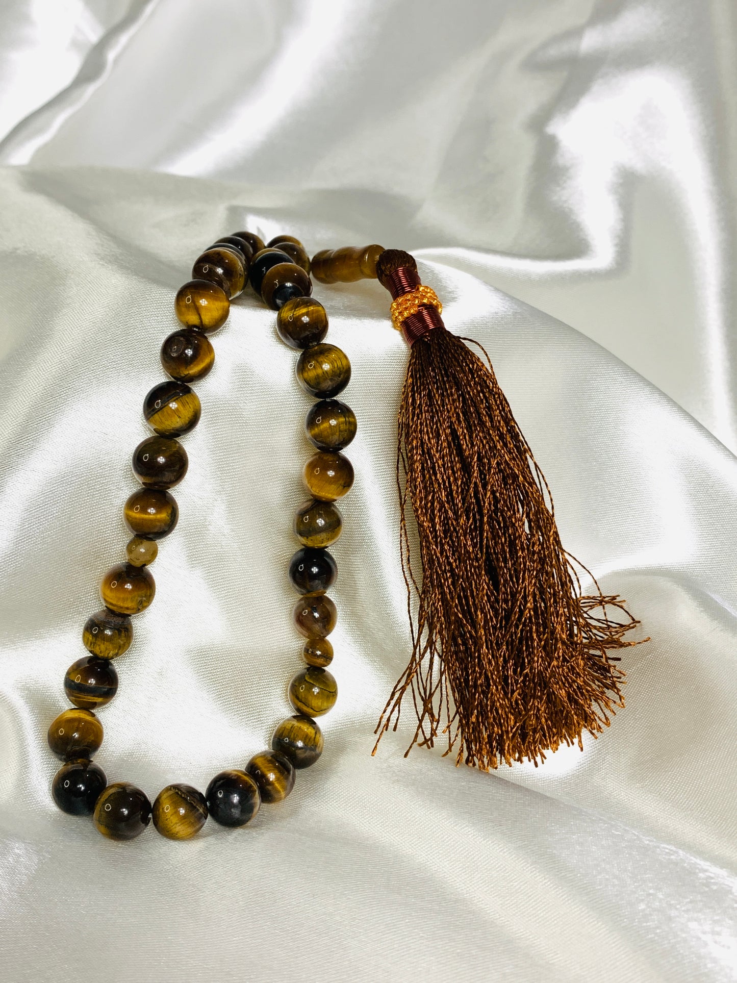 Tiger Eye Tasbih β Elegant Islamic Prayer Beads