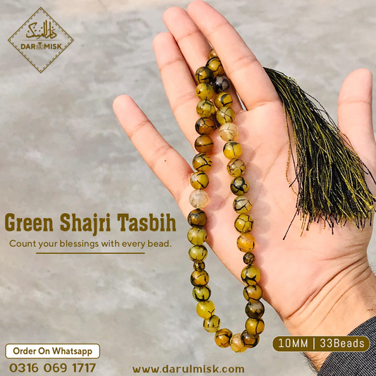 Green Shajri Aqeeq Tasbih