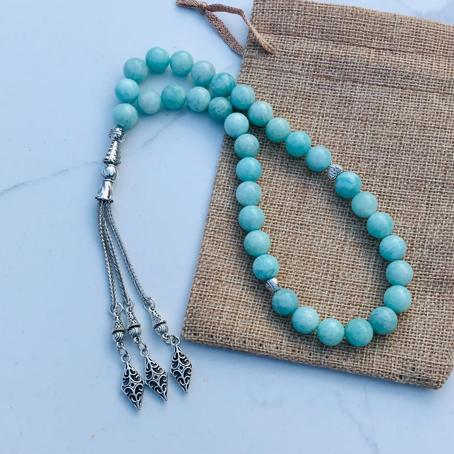 Natural Amazonite Stone Tasbih | Islamic Misbah