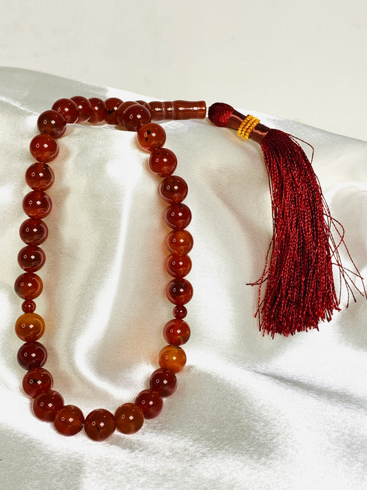 Red Aqeeq Tasbih – Premium Islamic Prayer Beads