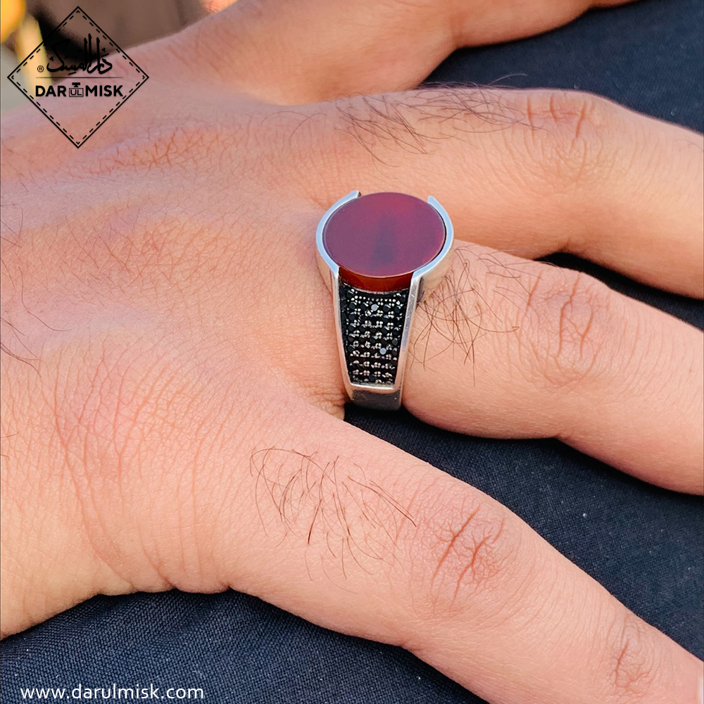 Classic Round Red Onyx Turkish Ring