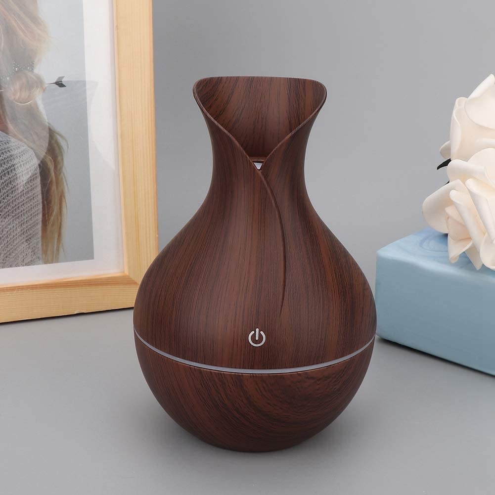 Vase Humidifier Aroma Diffuser (Dark Brown) + 2 FREE Essential Oils