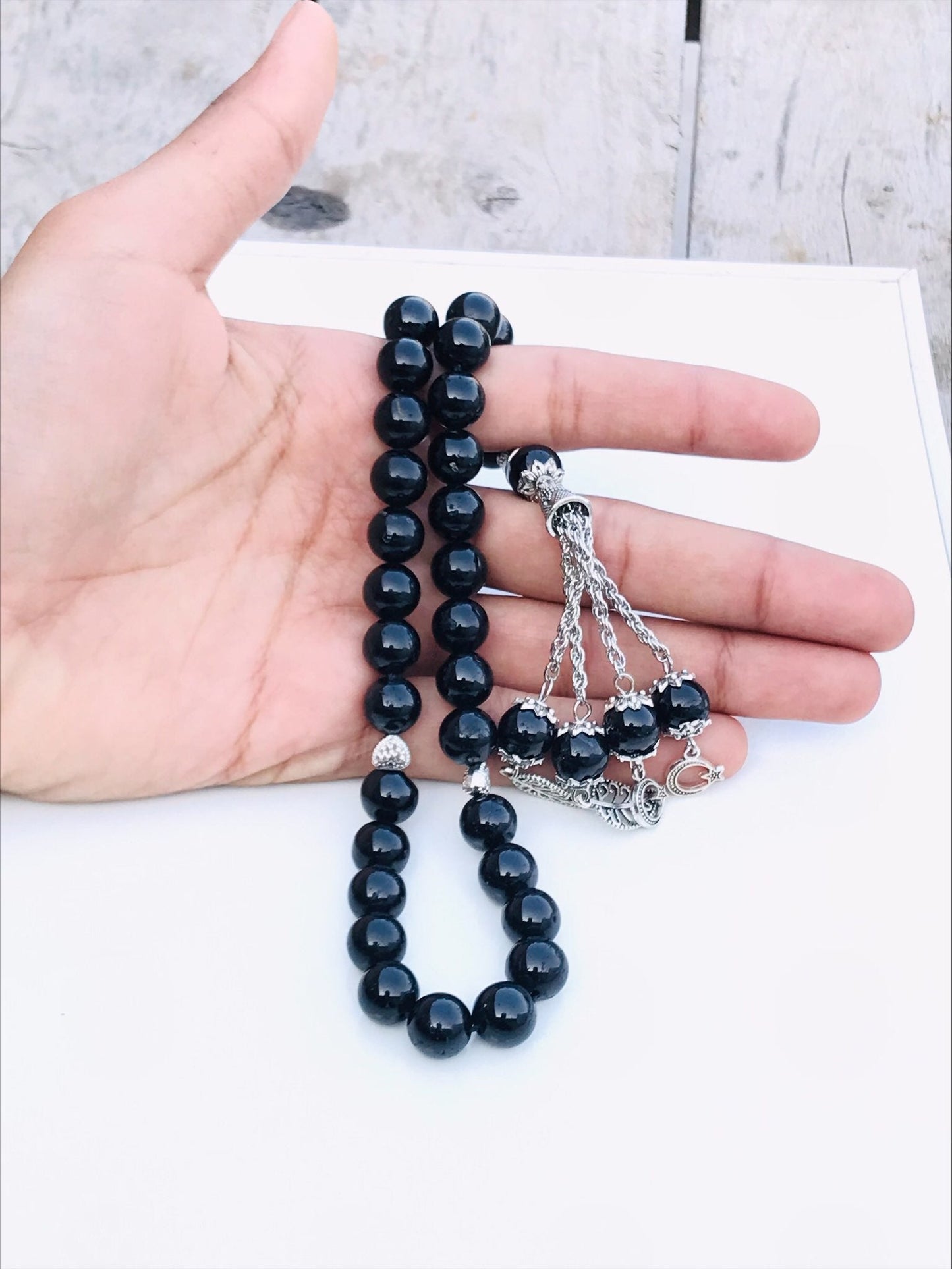 Natural Black Tourmaline Stone Tasbih